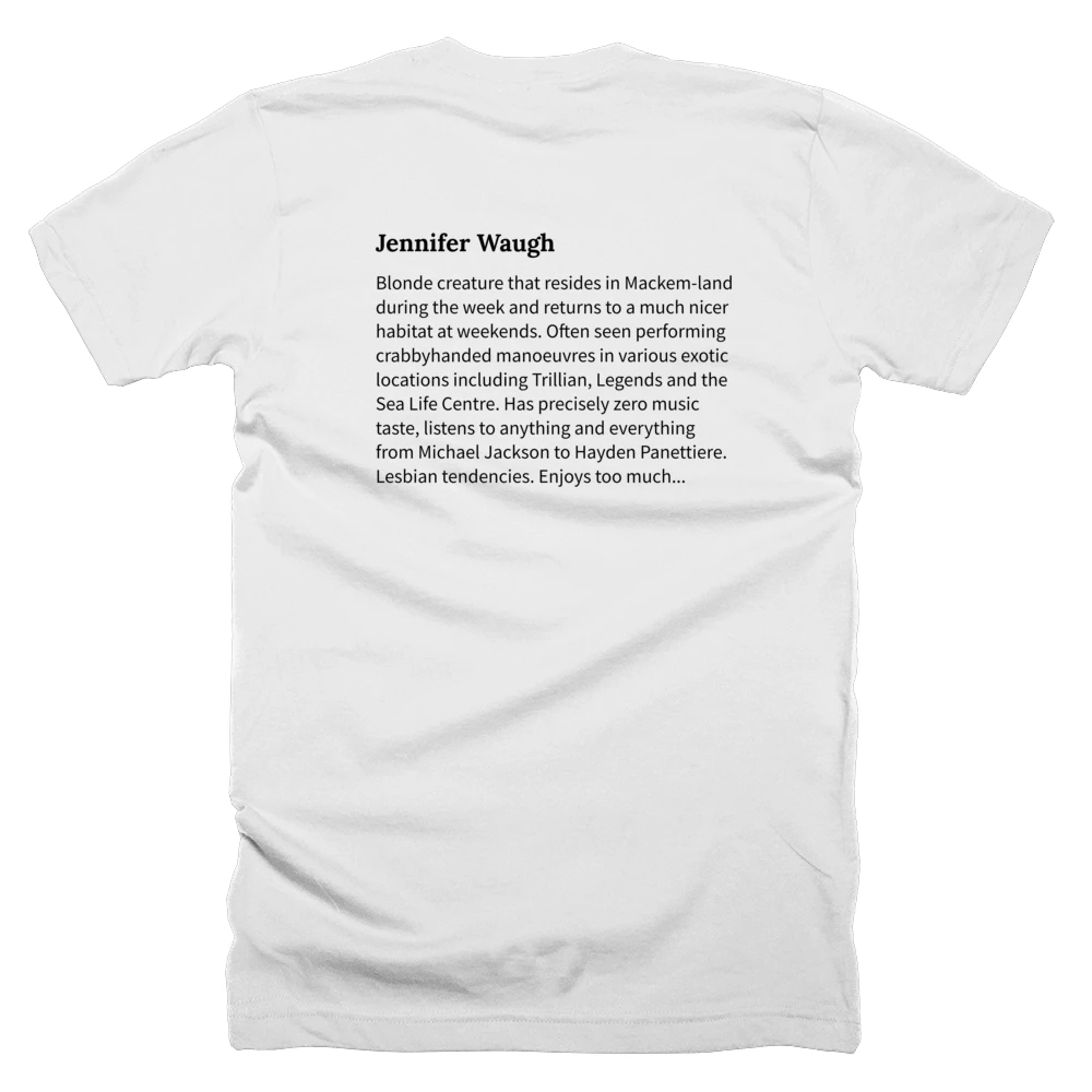 T-shirt with a definition of 'Jennifer Waugh' printed on the back