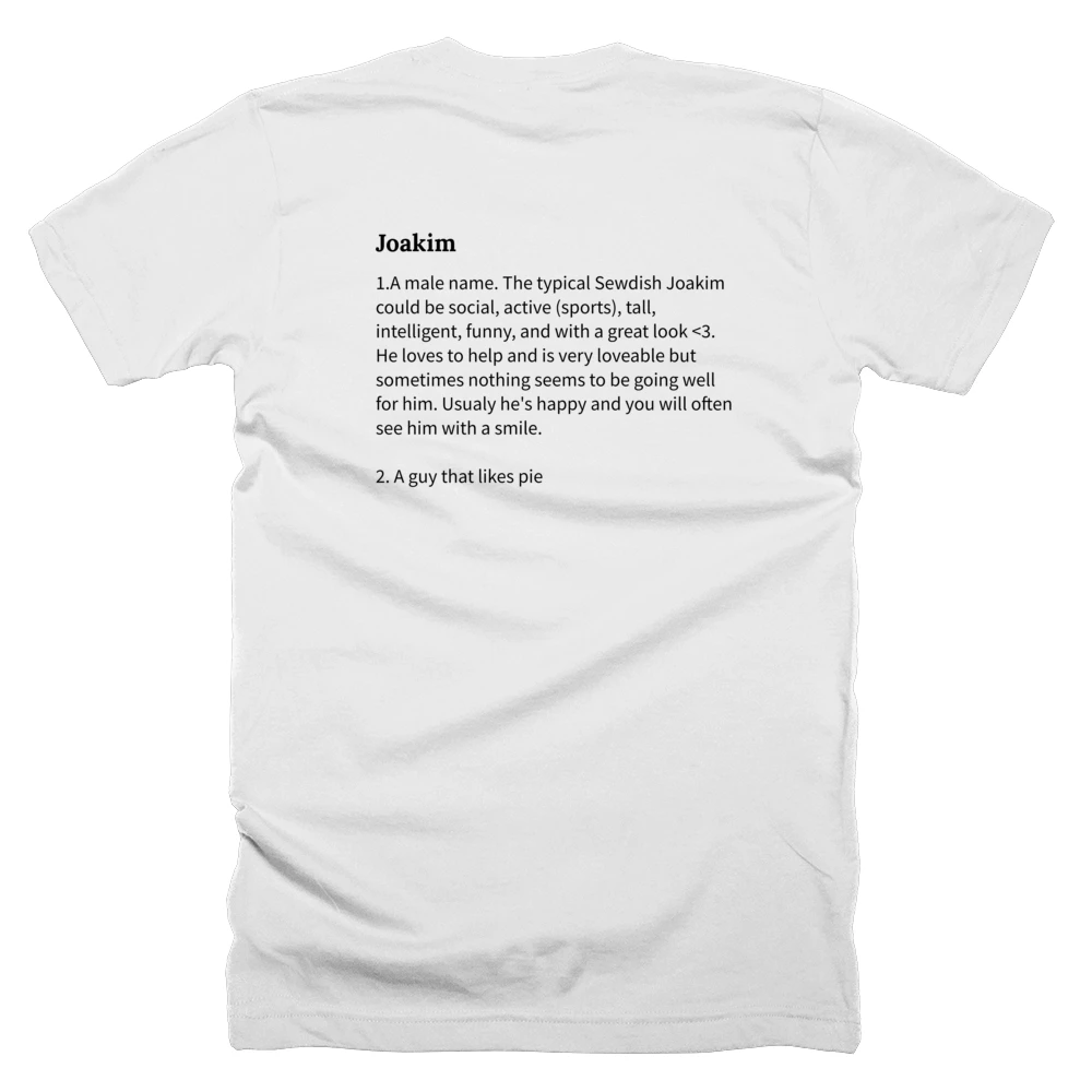 T-shirt with a definition of 'Joakim' printed on the back