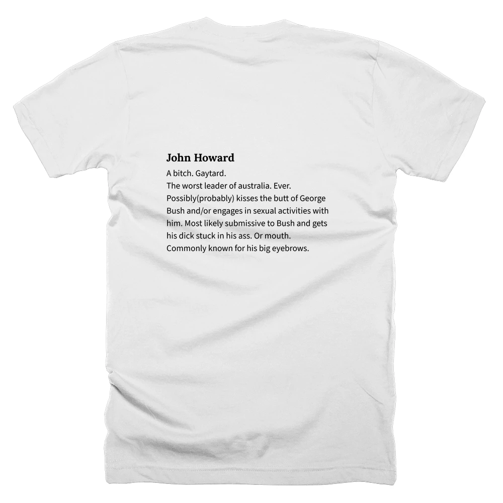 T-shirt with a definition of 'John Howard' printed on the back