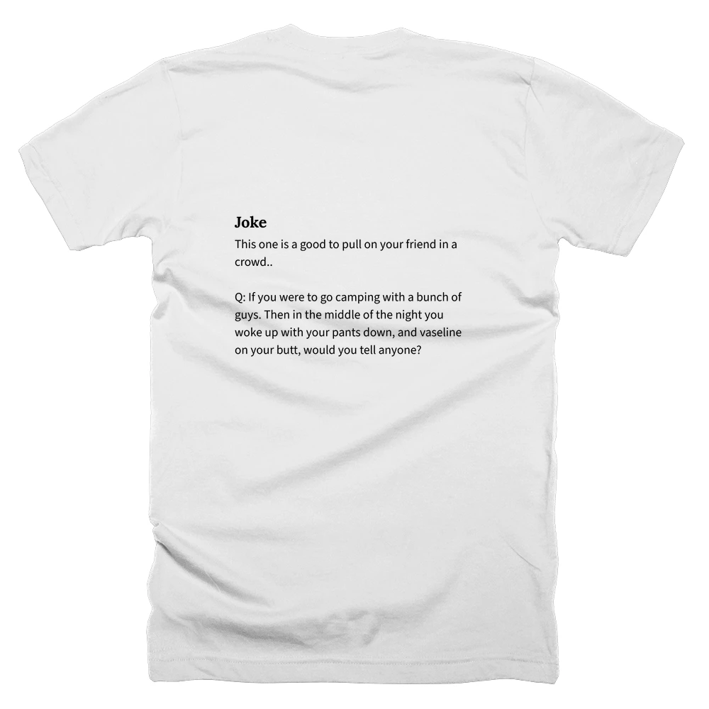 T-shirt with a definition of 'Joke' printed on the back