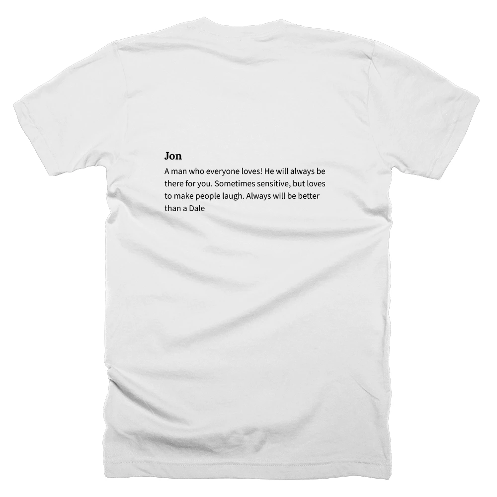 T-shirt with a definition of 'Jon' printed on the back