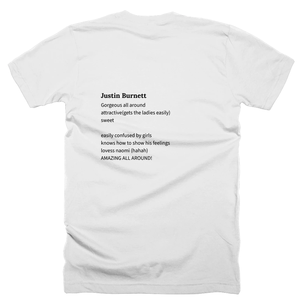 T-shirt with a definition of 'Justin Burnett' printed on the back