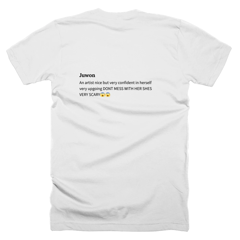 T-shirt with a definition of 'Juwon' printed on the back