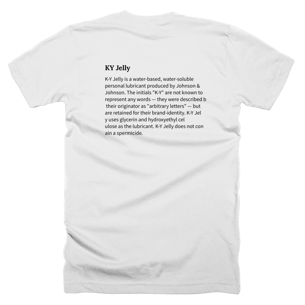 T-shirt with a definition of 'KY Jelly' printed on the back