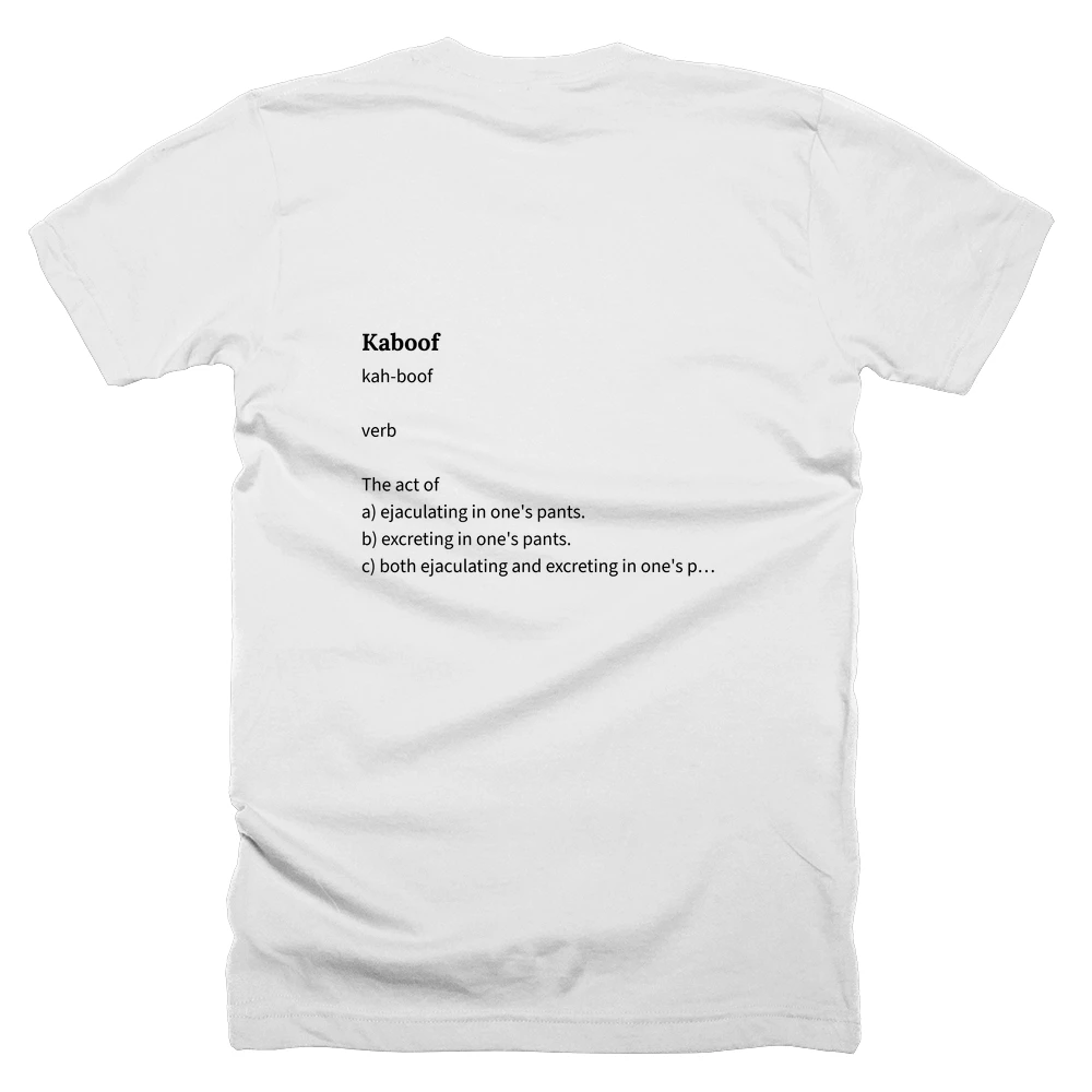 T-shirt with a definition of 'Kaboof' printed on the back