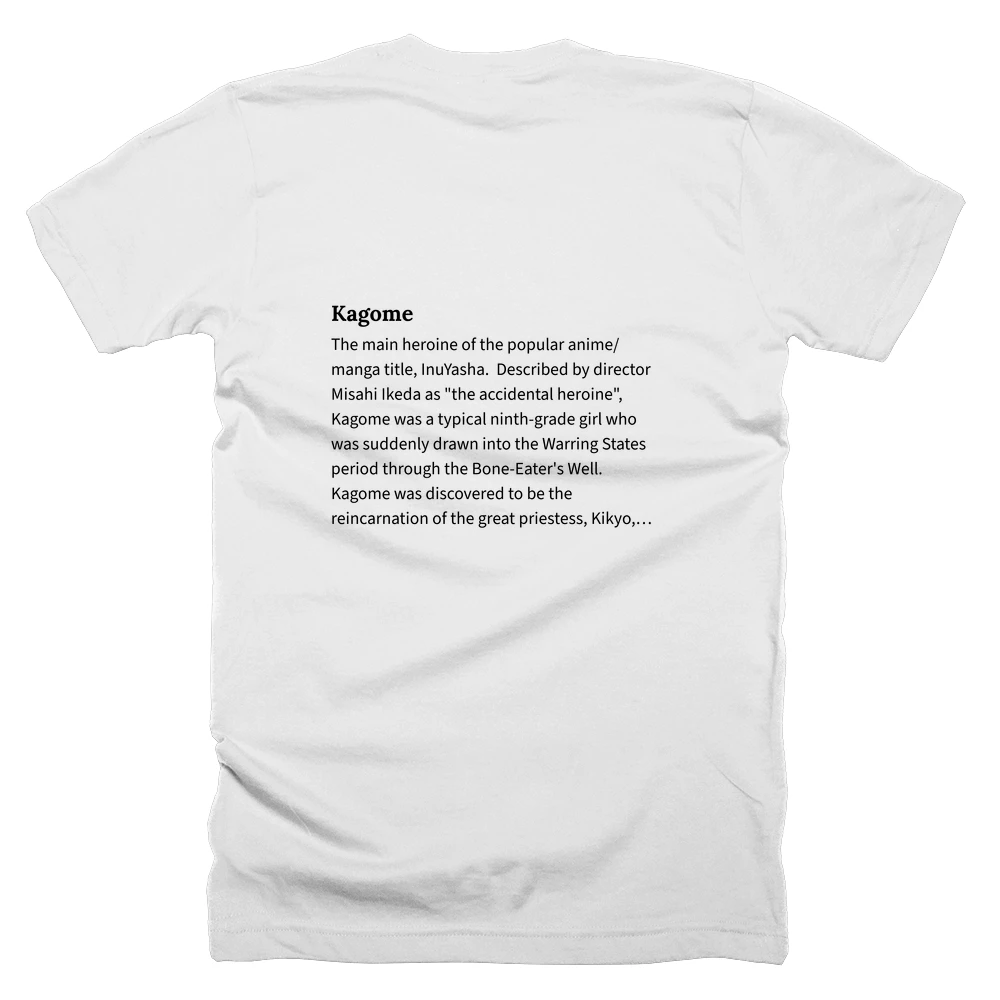 T-shirt with a definition of 'Kagome' printed on the back