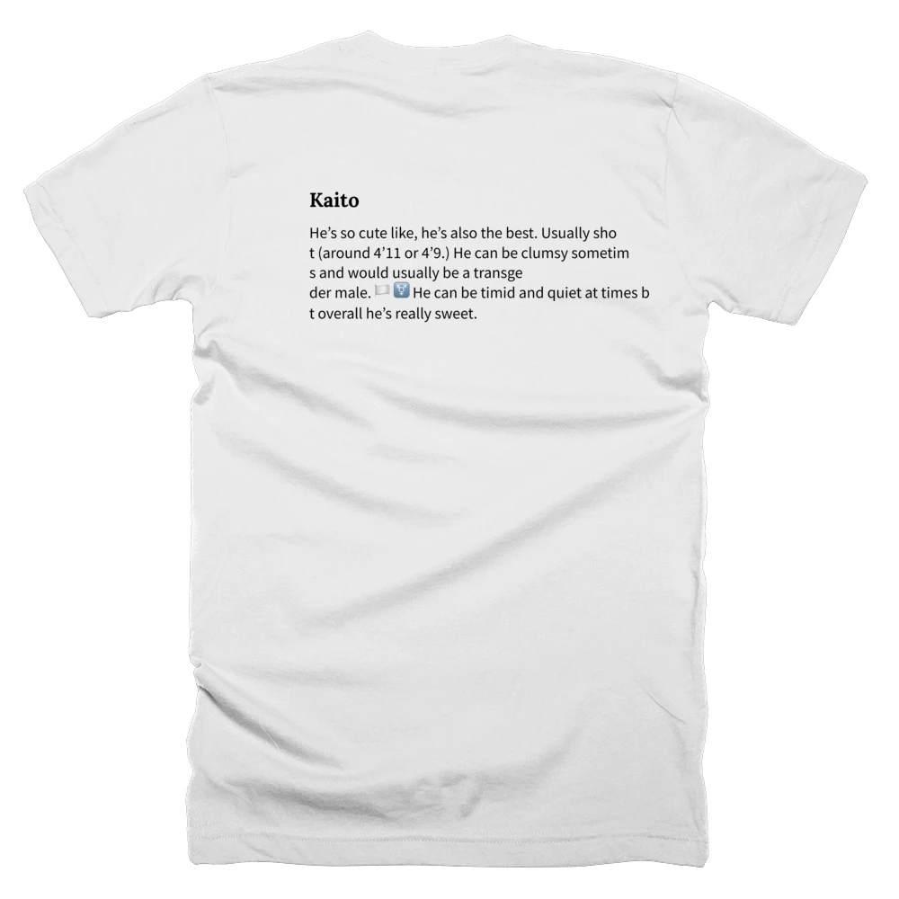 T-shirt with a definition of 'Kaito' printed on the back