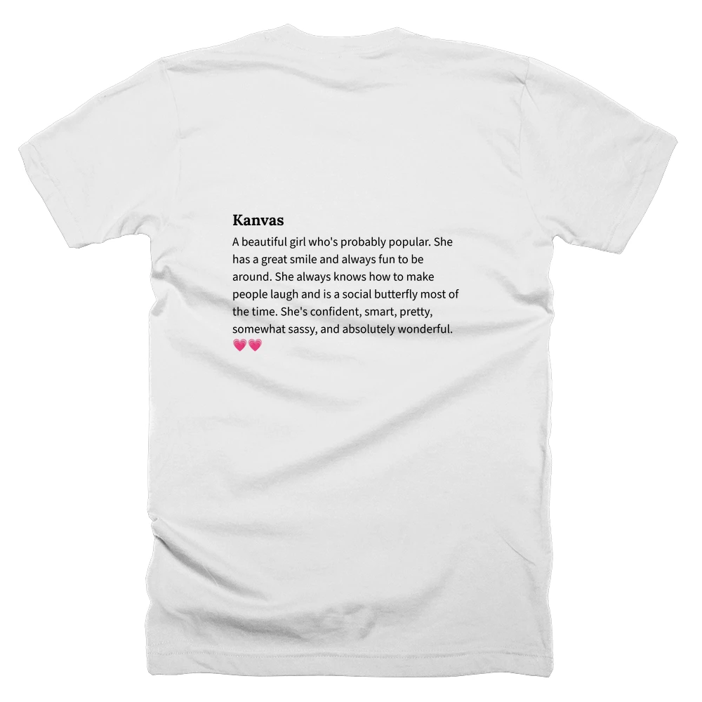 T-shirt with a definition of 'Kanvas' printed on the back