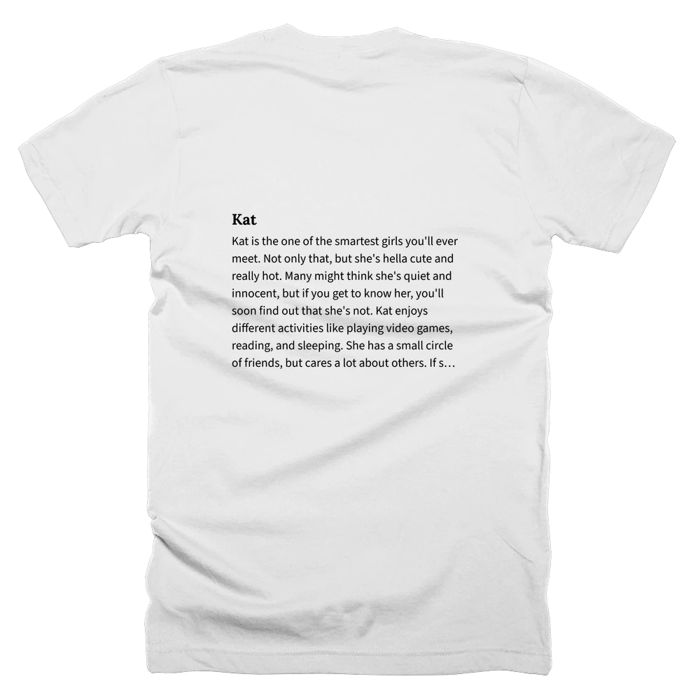 T-shirt with a definition of 'Kat' printed on the back