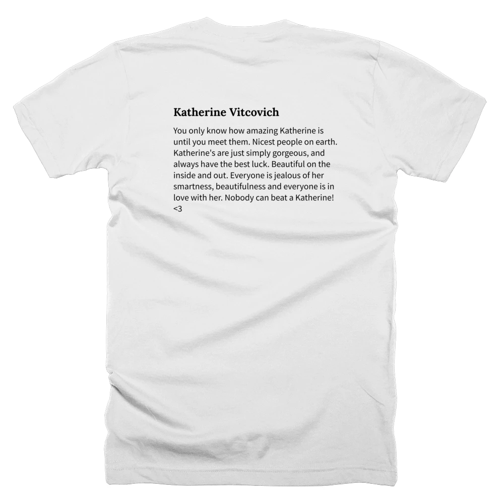 T-shirt with a definition of 'Katherine Vitcovich' printed on the back