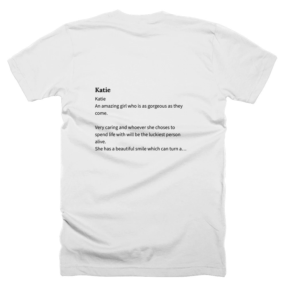 T-shirt with a definition of 'Katie' printed on the back