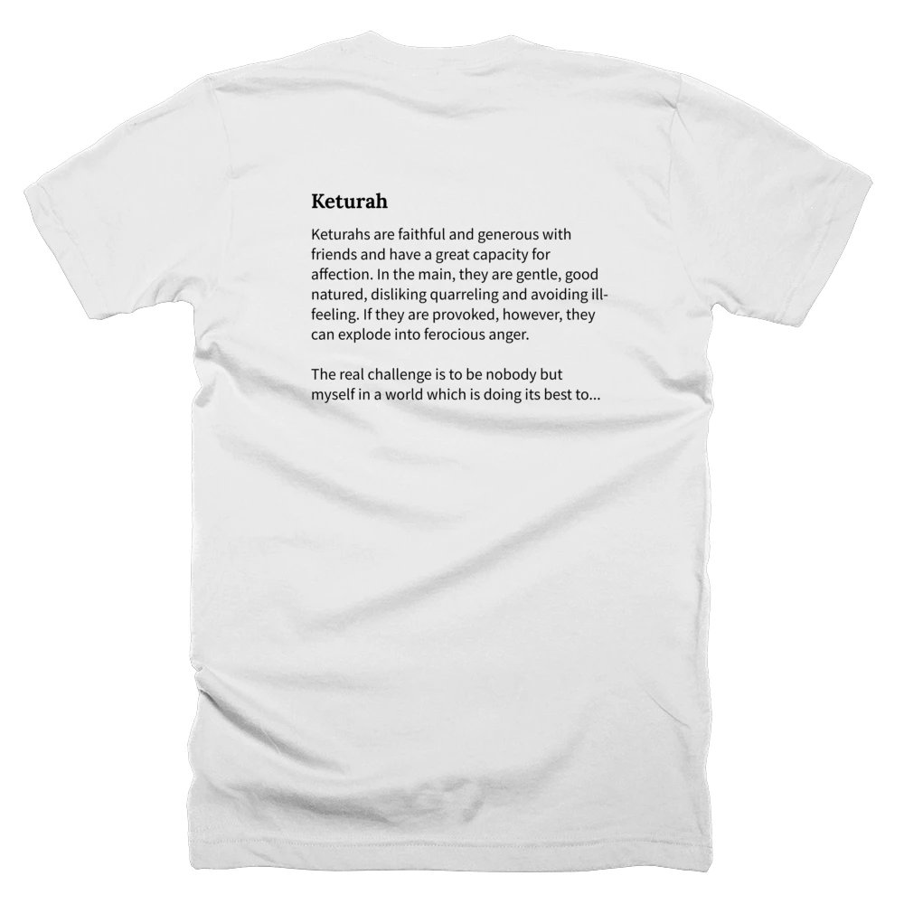 T-shirt with a definition of 'Keturah' printed on the back