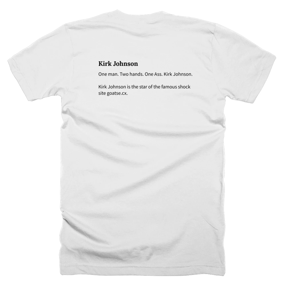 T-shirt with a definition of 'Kirk Johnson' printed on the back