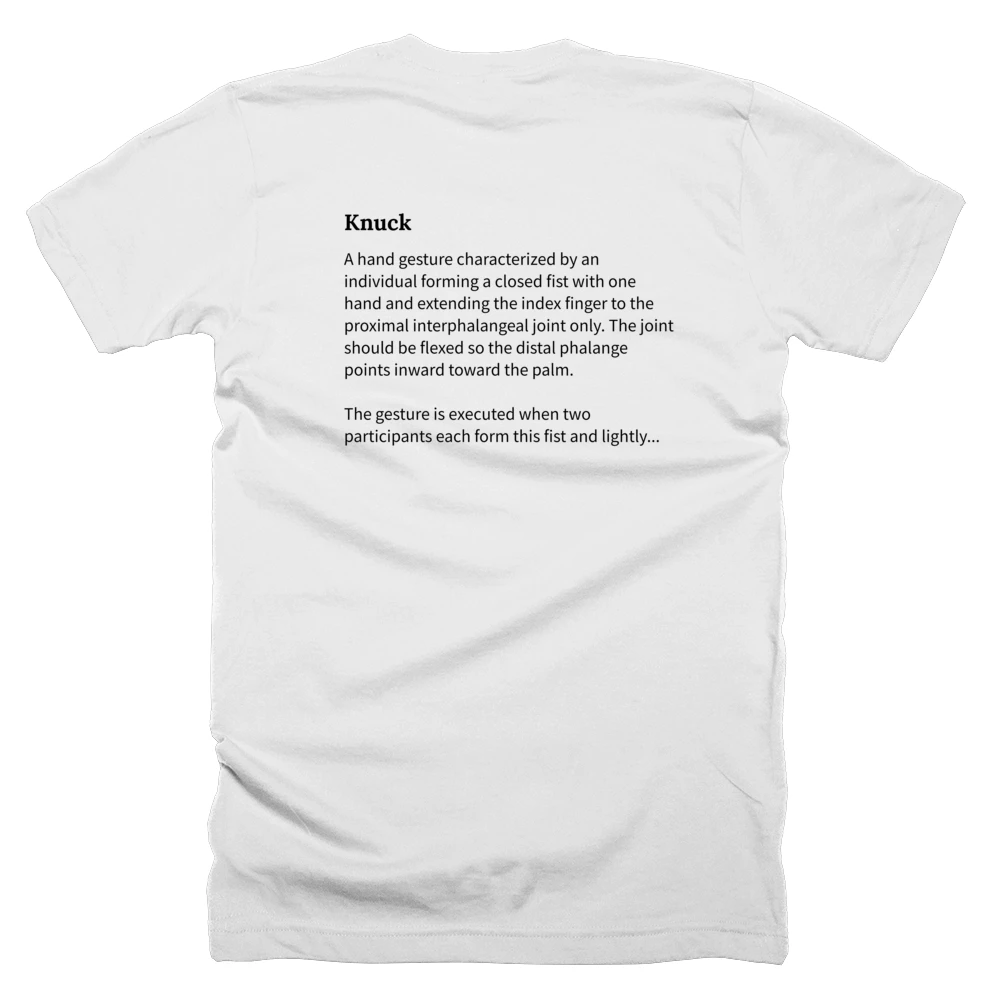 T-shirt with a definition of 'Knuck' printed on the back