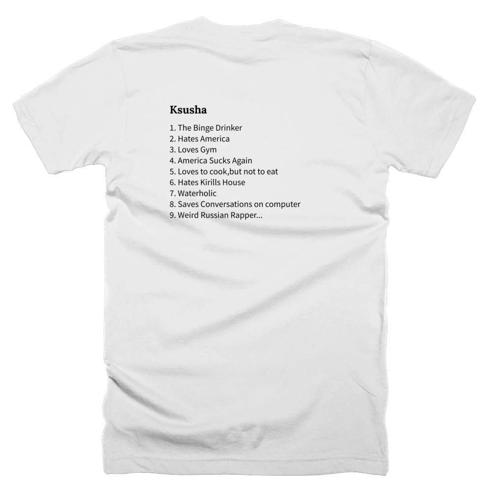 T-shirt with a definition of 'Ksusha' printed on the back