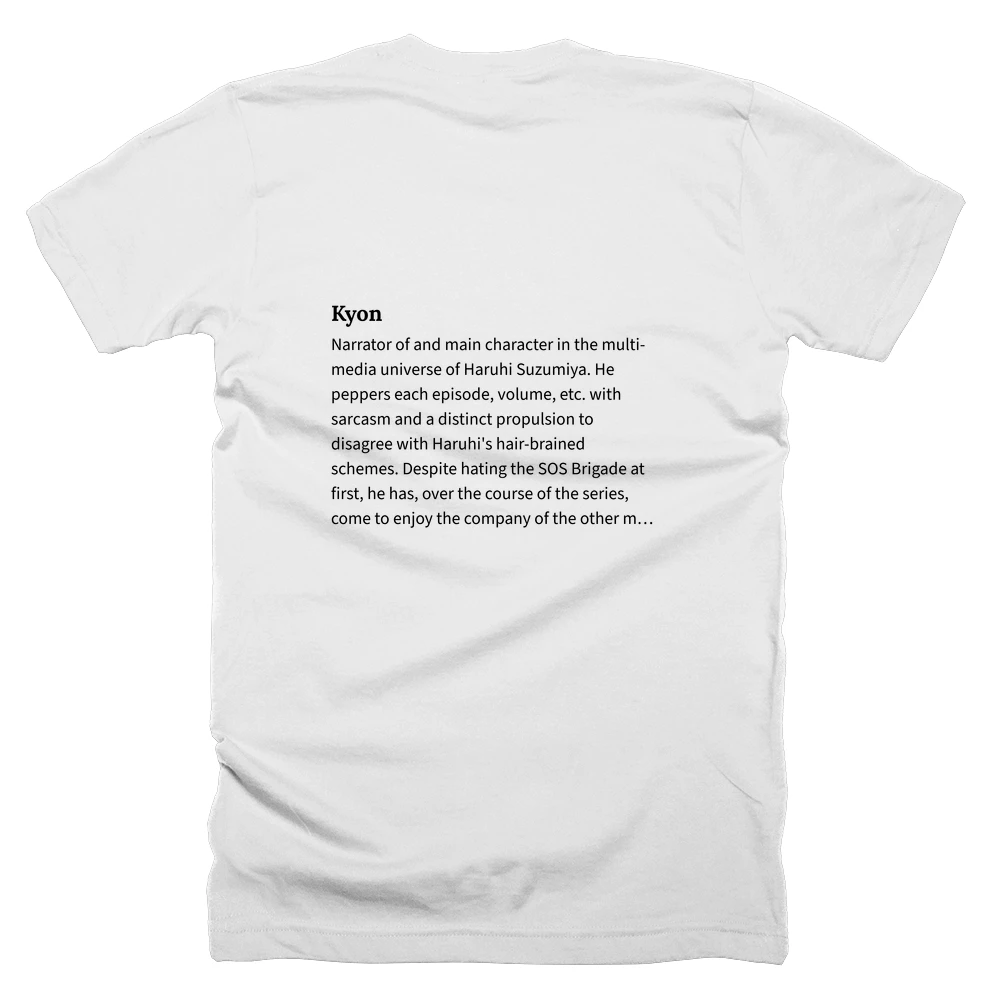 T-shirt with a definition of 'Kyon' printed on the back