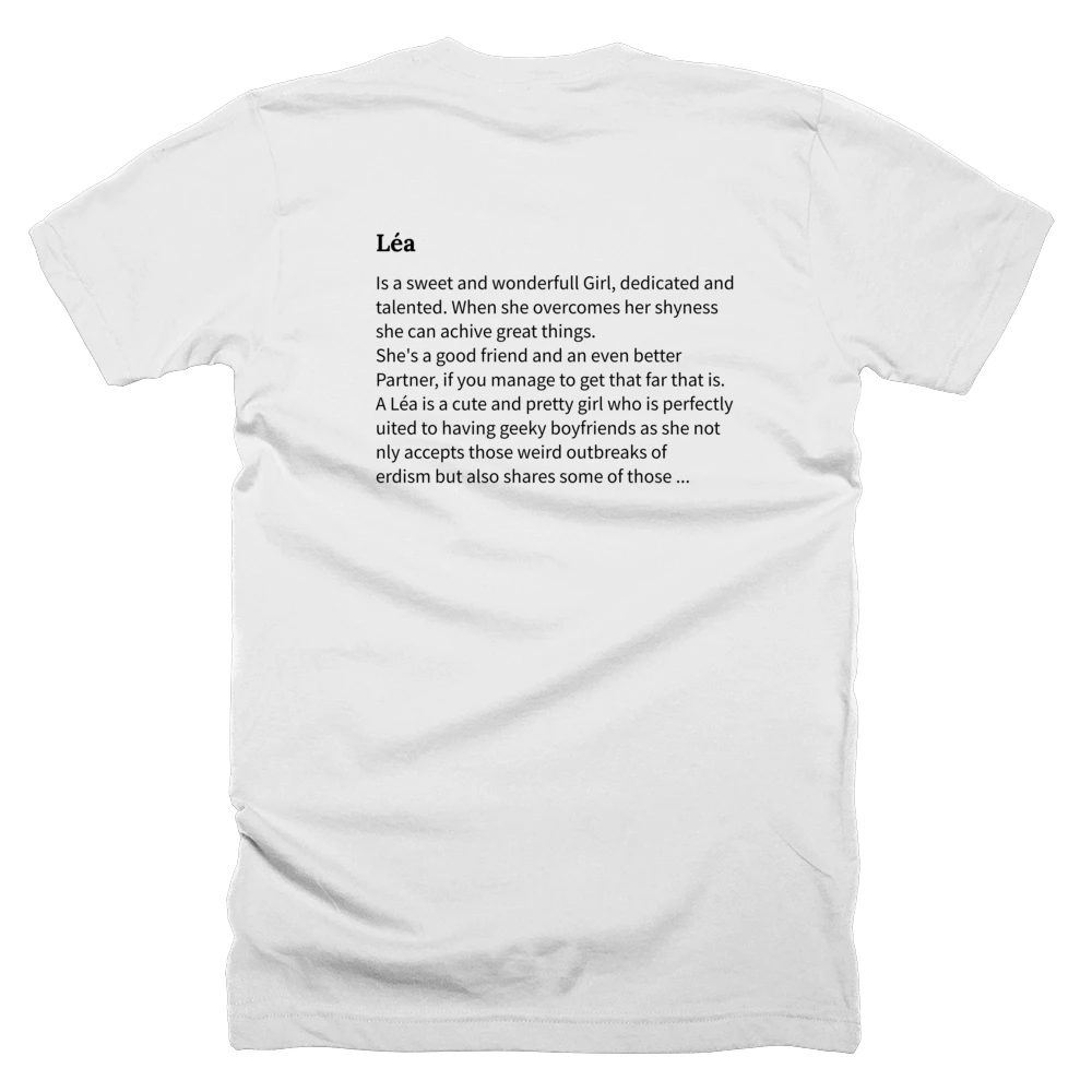 T-shirt with a definition of 'Léa' printed on the back