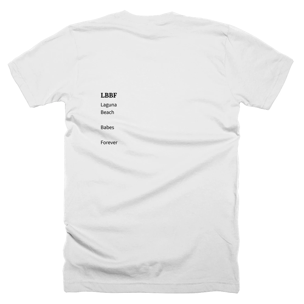 T-shirt with a definition of 'LBBF' printed on the back