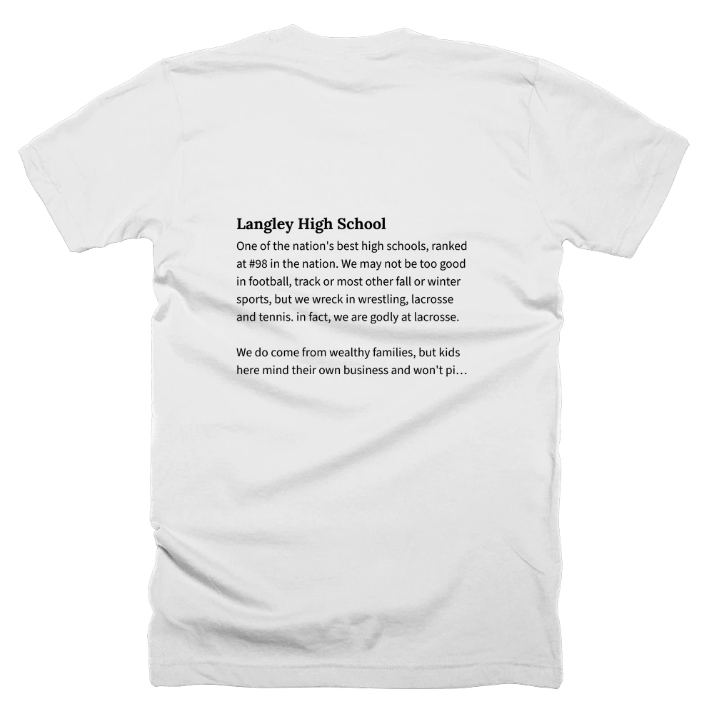 T-shirt with a definition of 'Langley High School' printed on the back