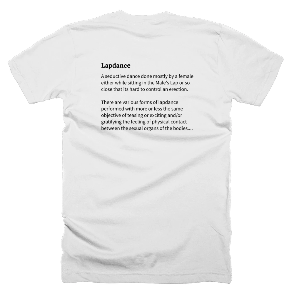 T-shirt with a definition of 'Lapdance' printed on the back