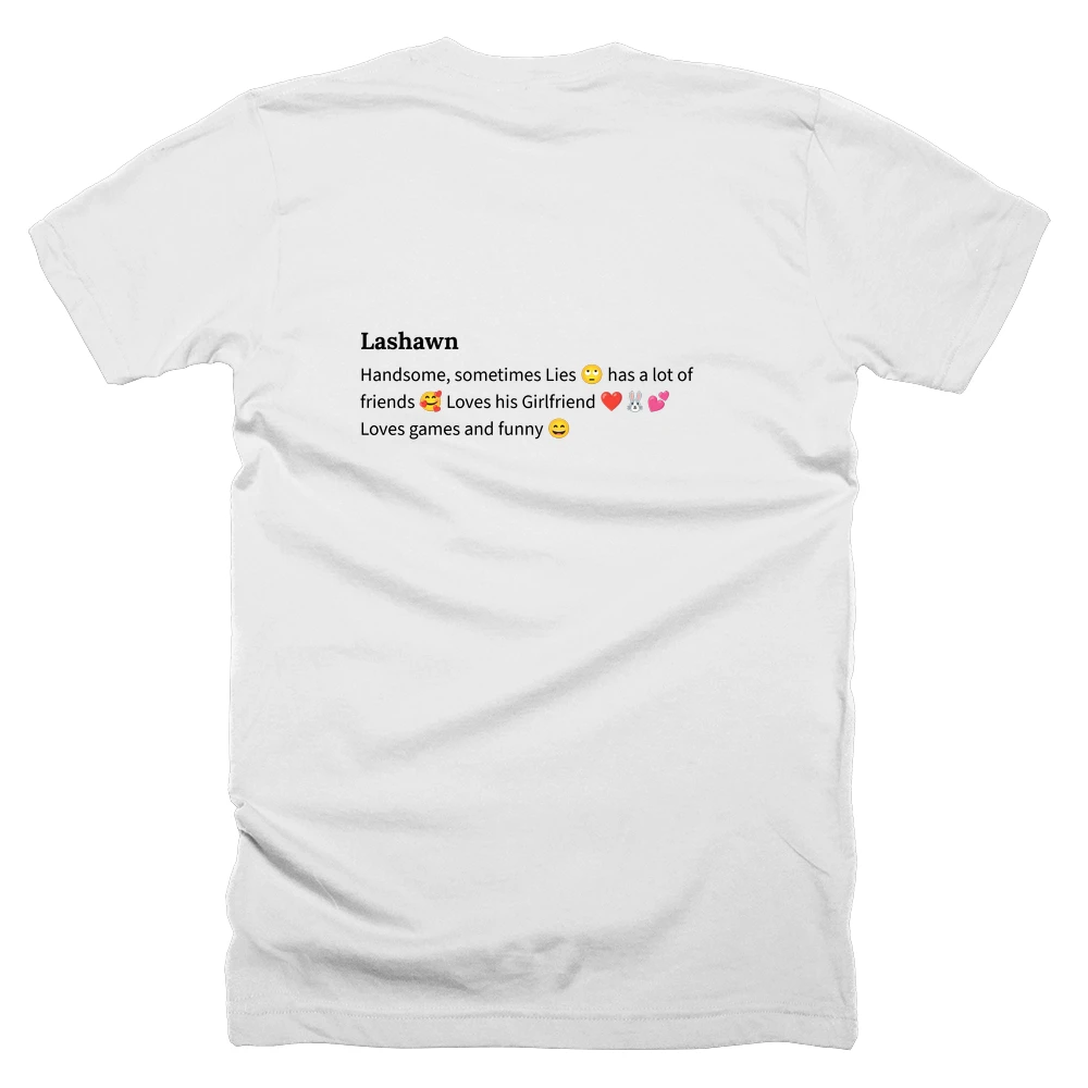 T-shirt with a definition of 'Lashawn' printed on the back