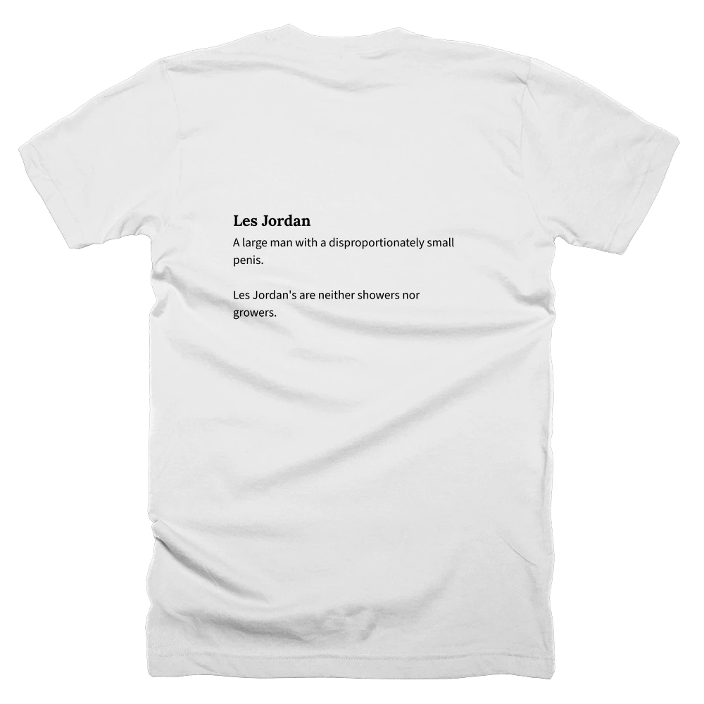 T-shirt with a definition of 'Les Jordan' printed on the back