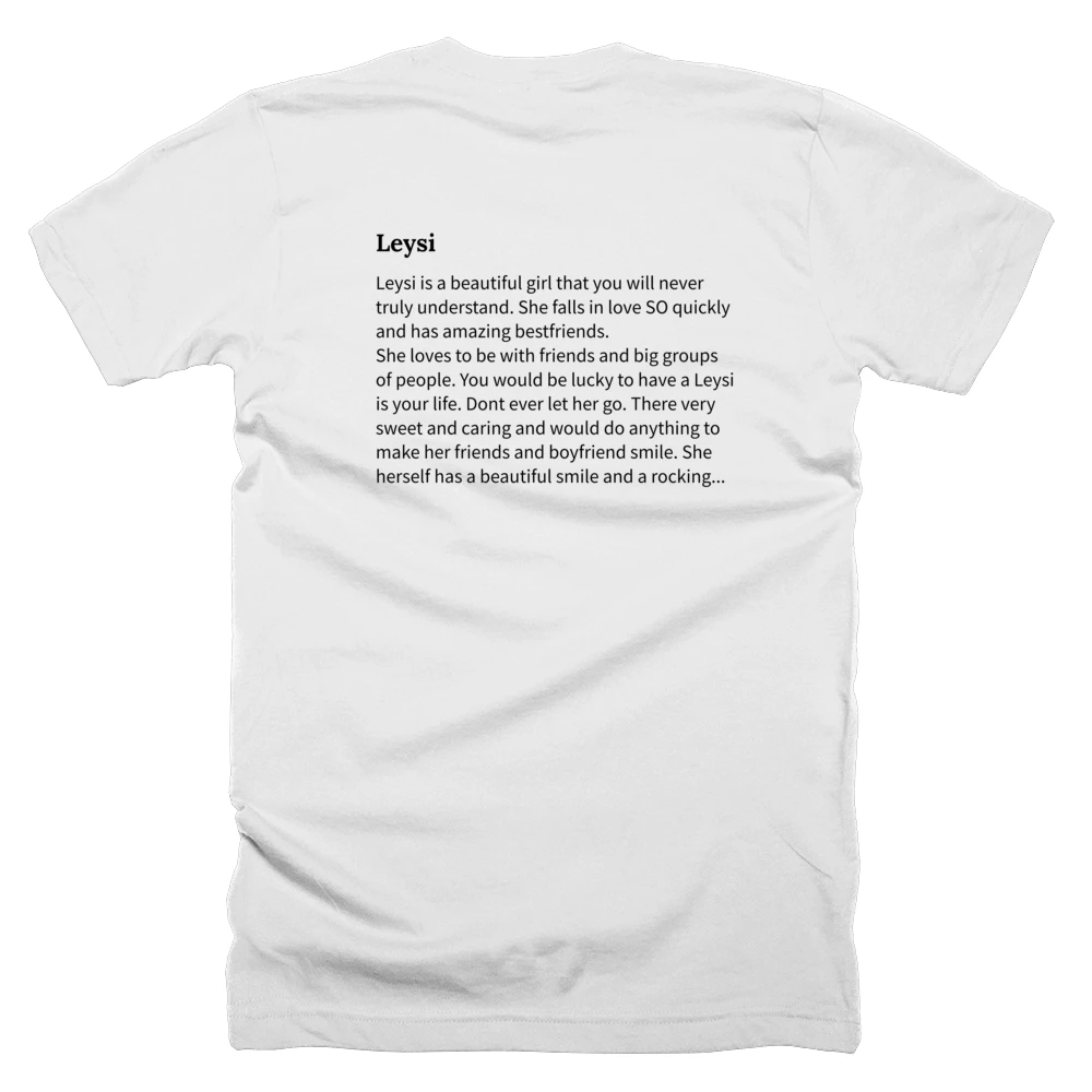 T-shirt with a definition of 'Leysi' printed on the back