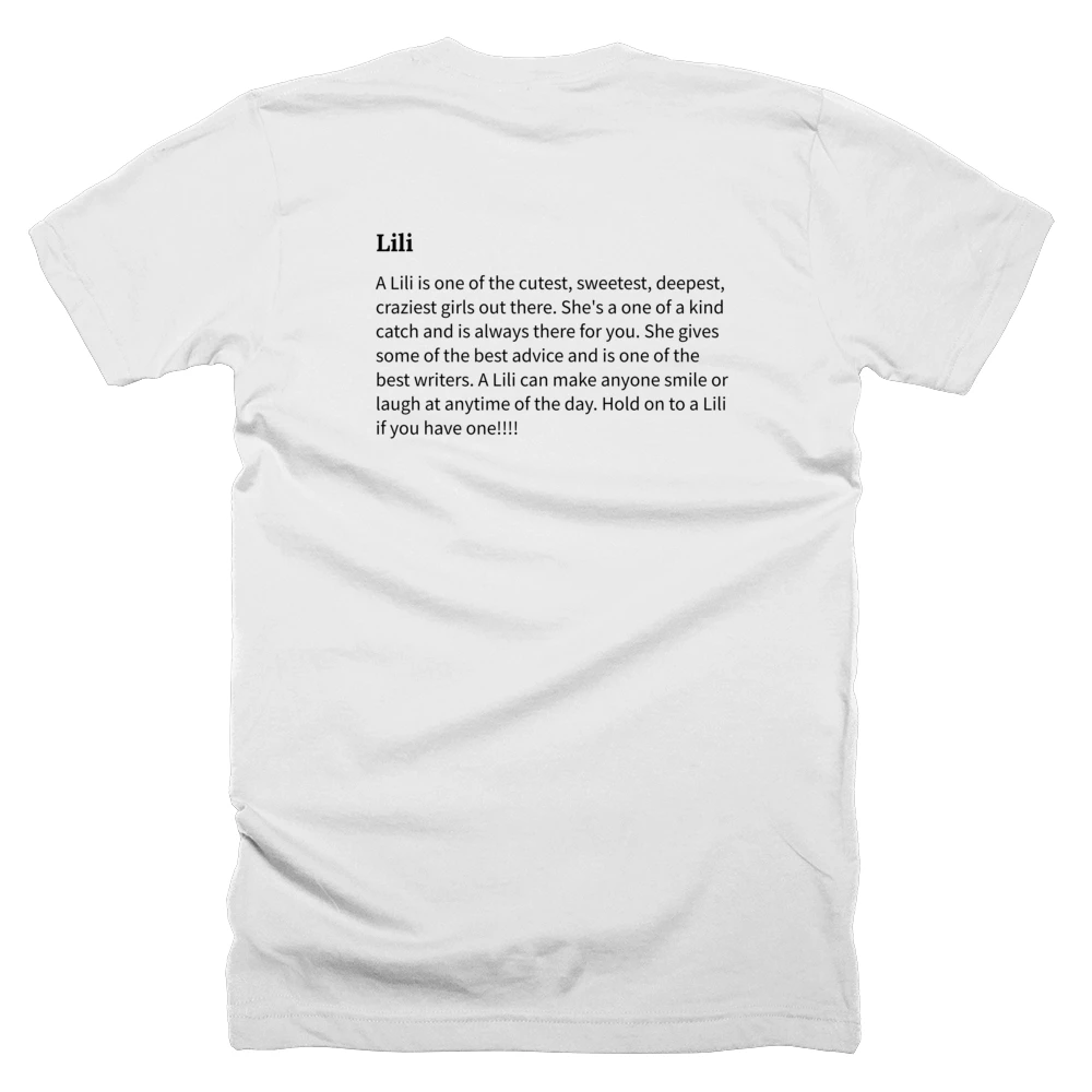 T-shirt with a definition of 'Lili' printed on the back