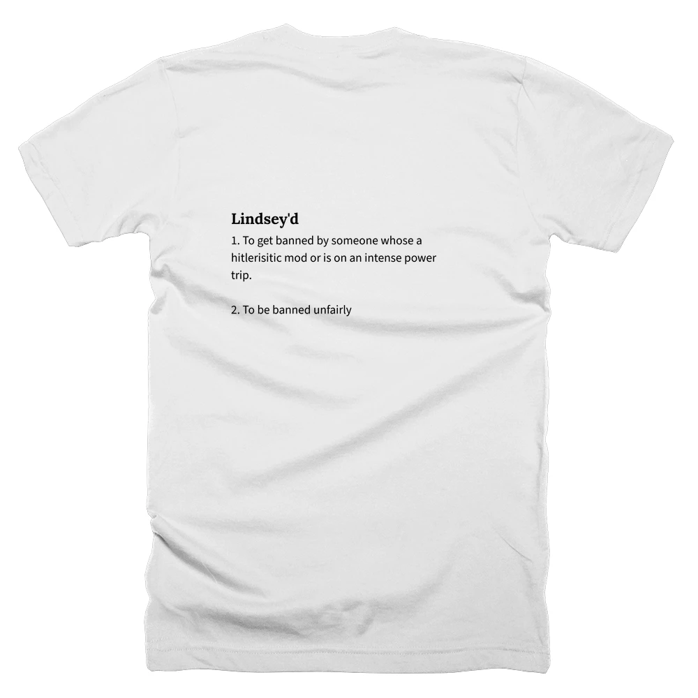 T-shirt with a definition of 'Lindsey'd' printed on the back