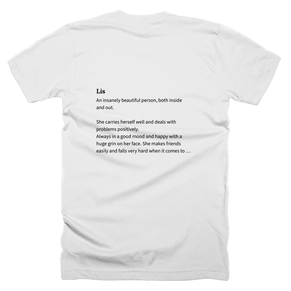 T-shirt with a definition of 'Lis' printed on the back