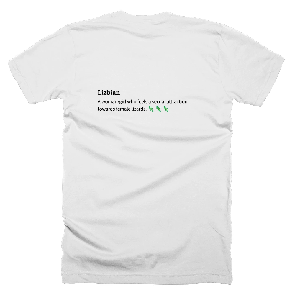 T-shirt with a definition of 'Lizbian' printed on the back