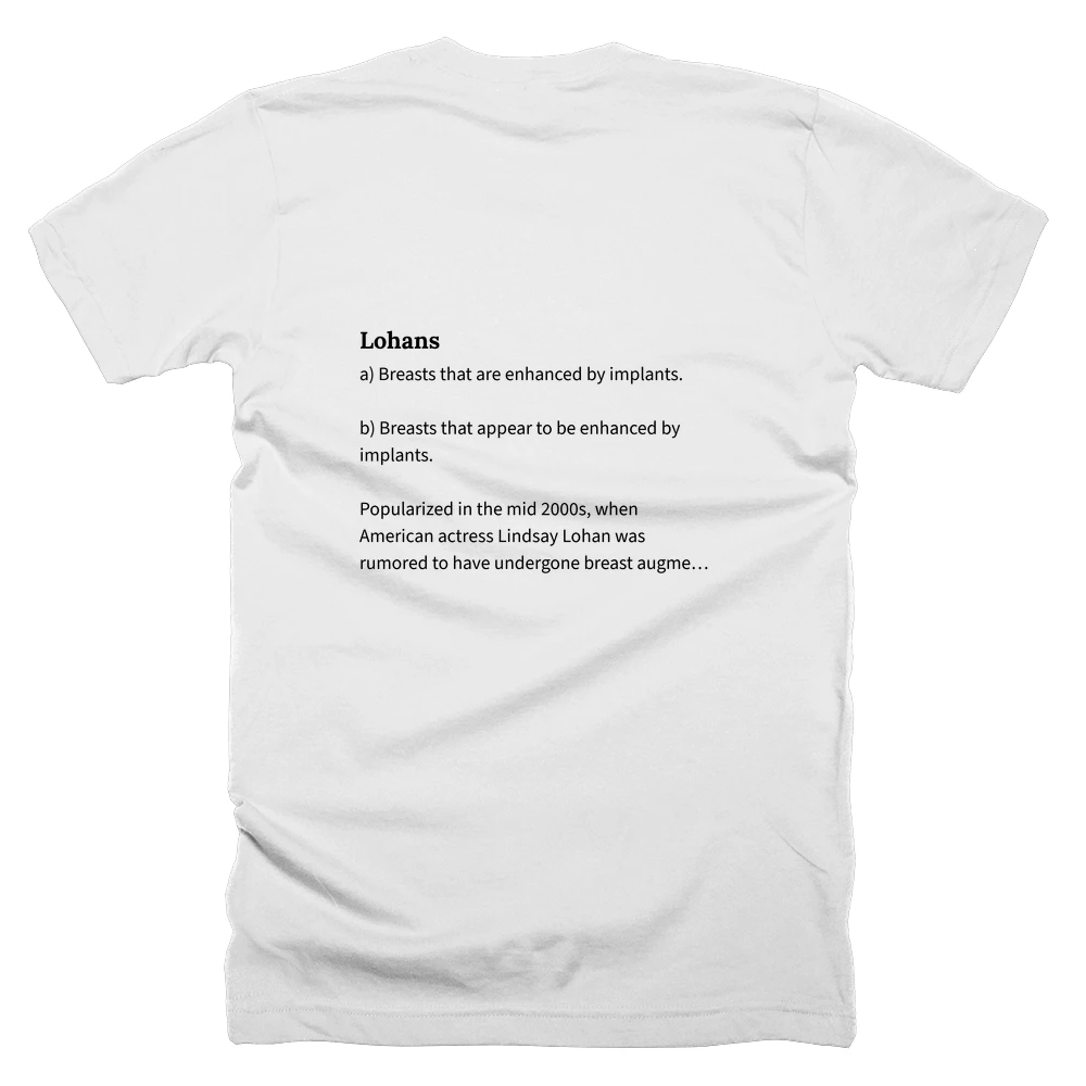 T-shirt with a definition of 'Lohans' printed on the back