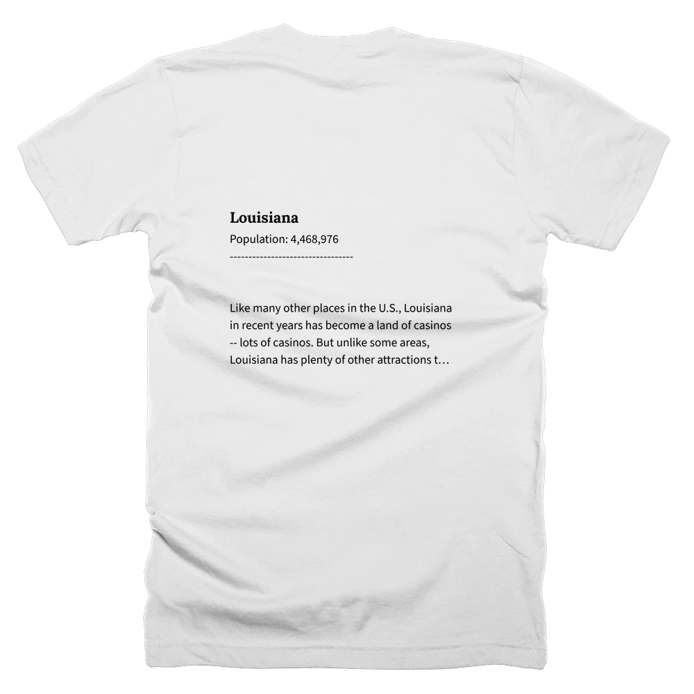 T-shirt with a definition of 'Louisiana' printed on the back