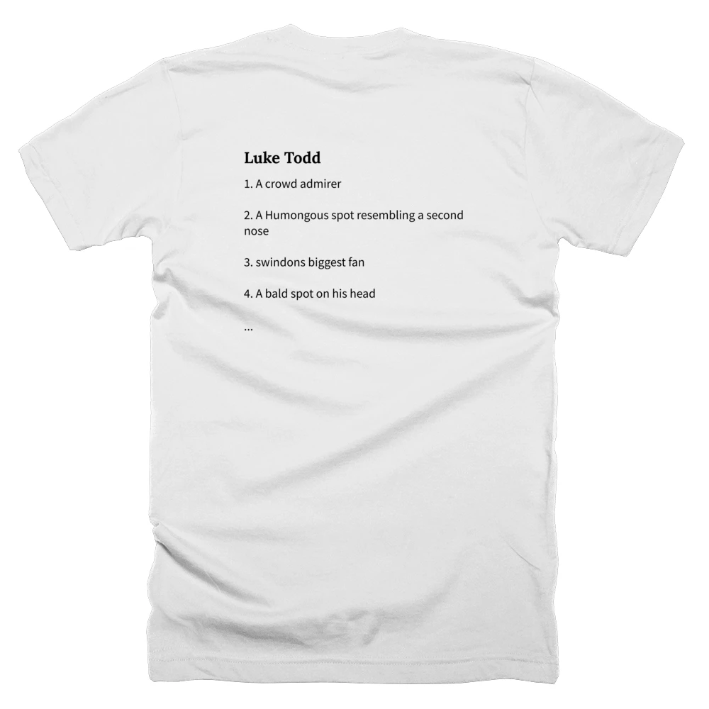 T-shirt with a definition of 'Luke Todd' printed on the back