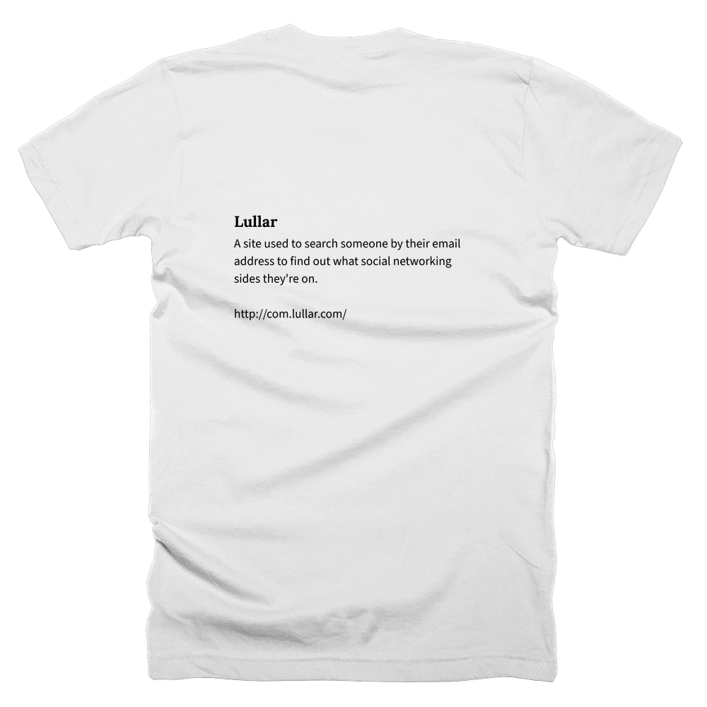 T-shirt with a definition of 'Lullar' printed on the back