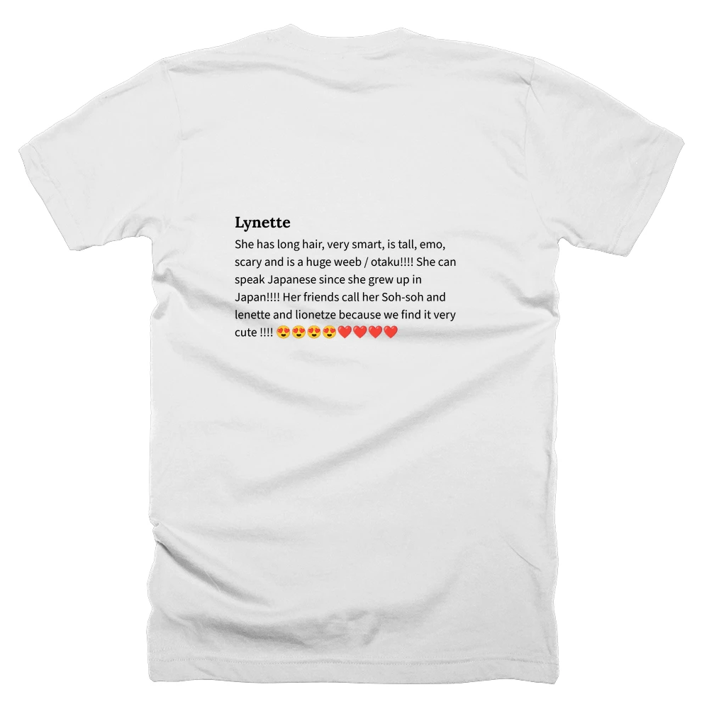 T-shirt with a definition of 'Lynette' printed on the back