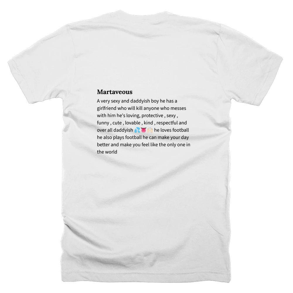 T-shirt with a definition of 'Martaveous' printed on the back