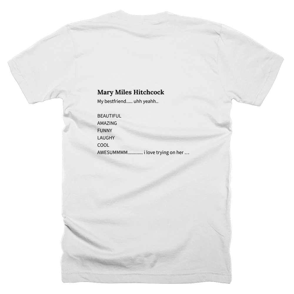 T-shirt with a definition of 'Mary Miles Hitchcock' printed on the back