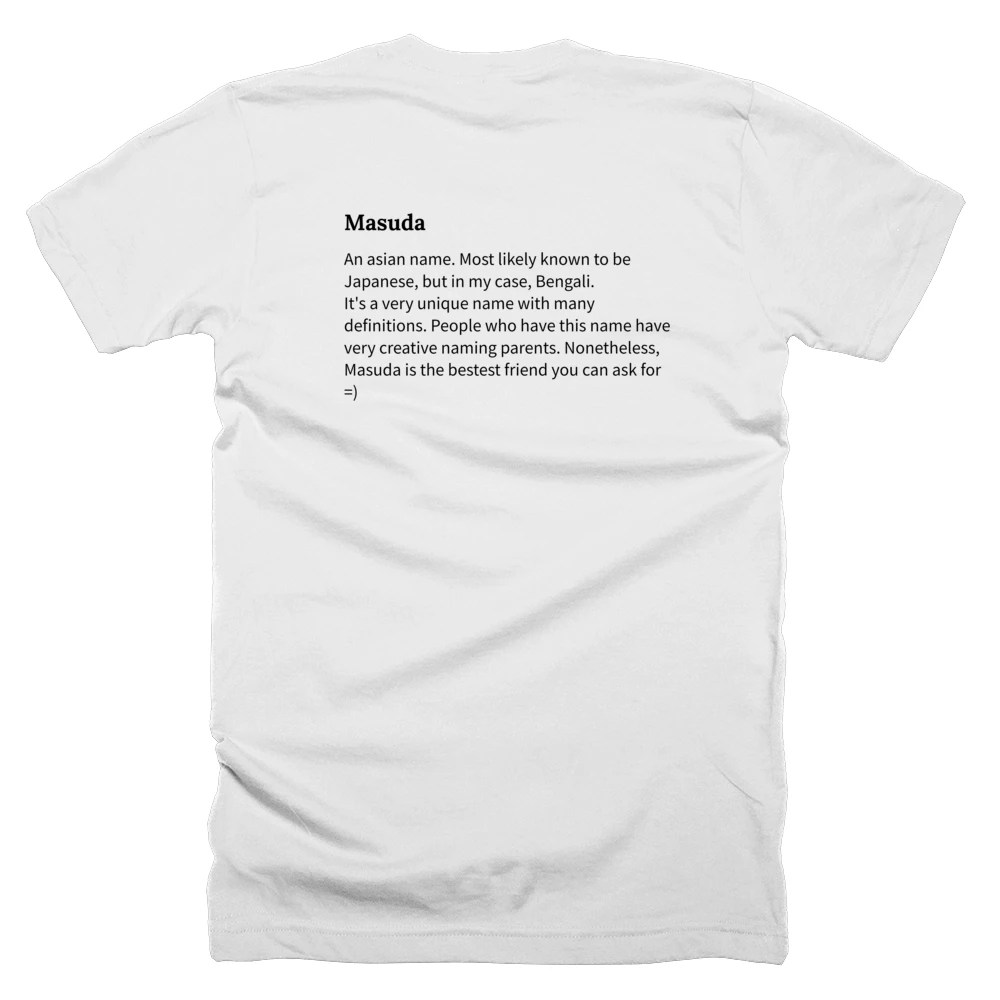 T-shirt with a definition of 'Masuda' printed on the back