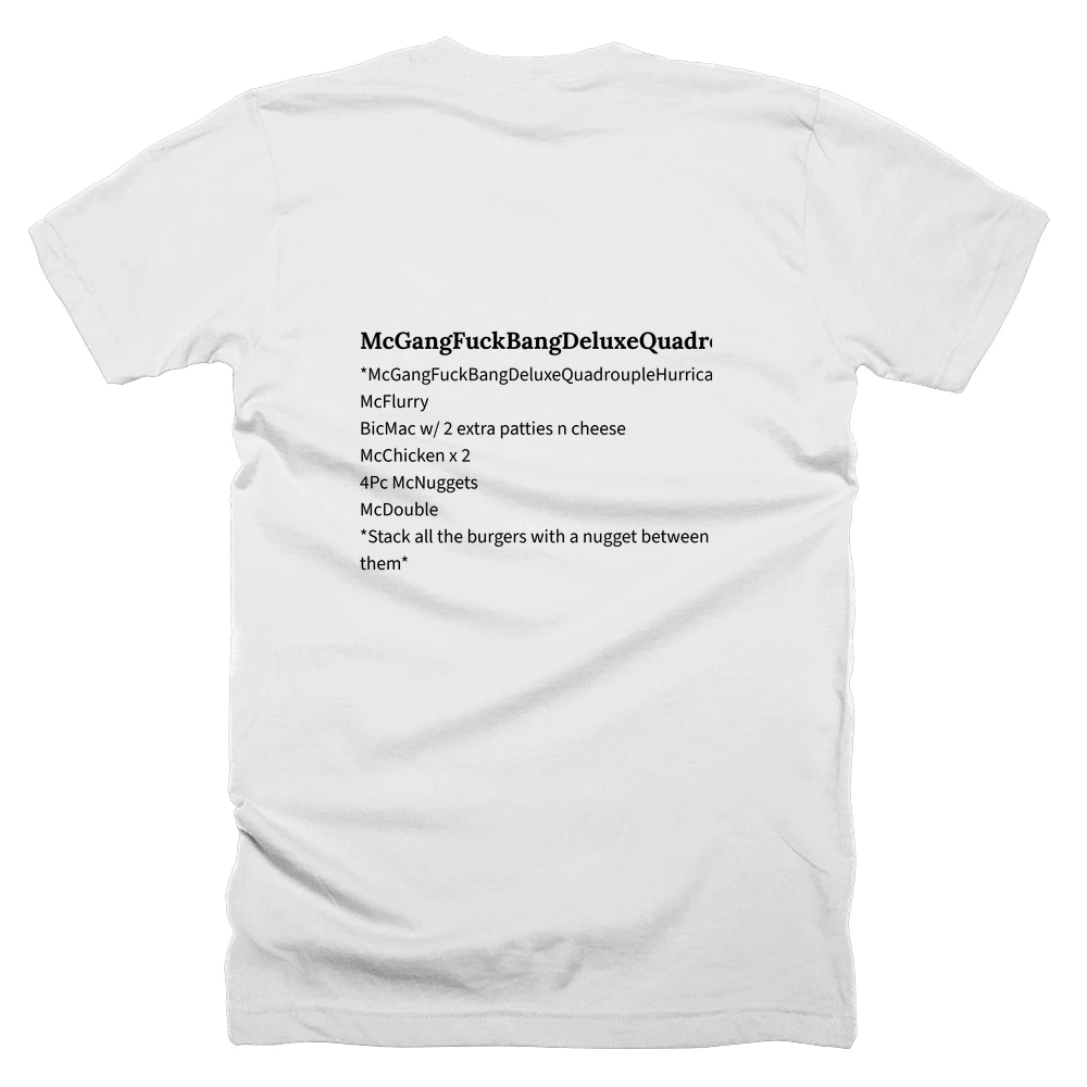 T-shirt with a definition of 'McGangFuckBangDeluxeQuadroupleHurricane' printed on the back