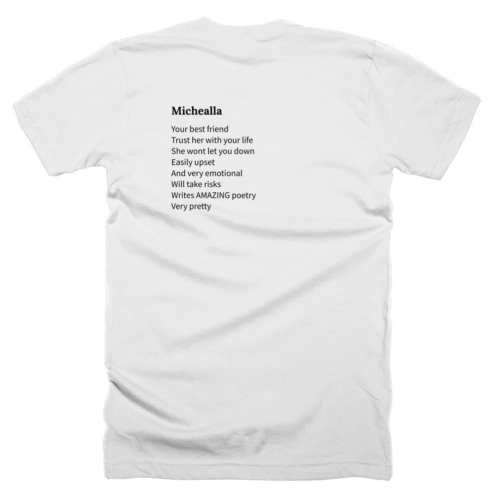 T-shirt with a definition of 'Michealla' printed on the back