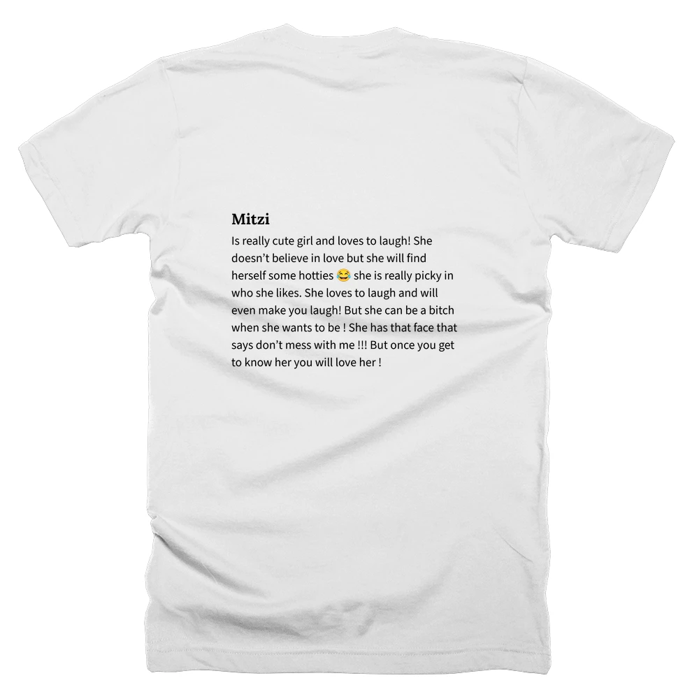 T-shirt with a definition of 'Mitzi' printed on the back