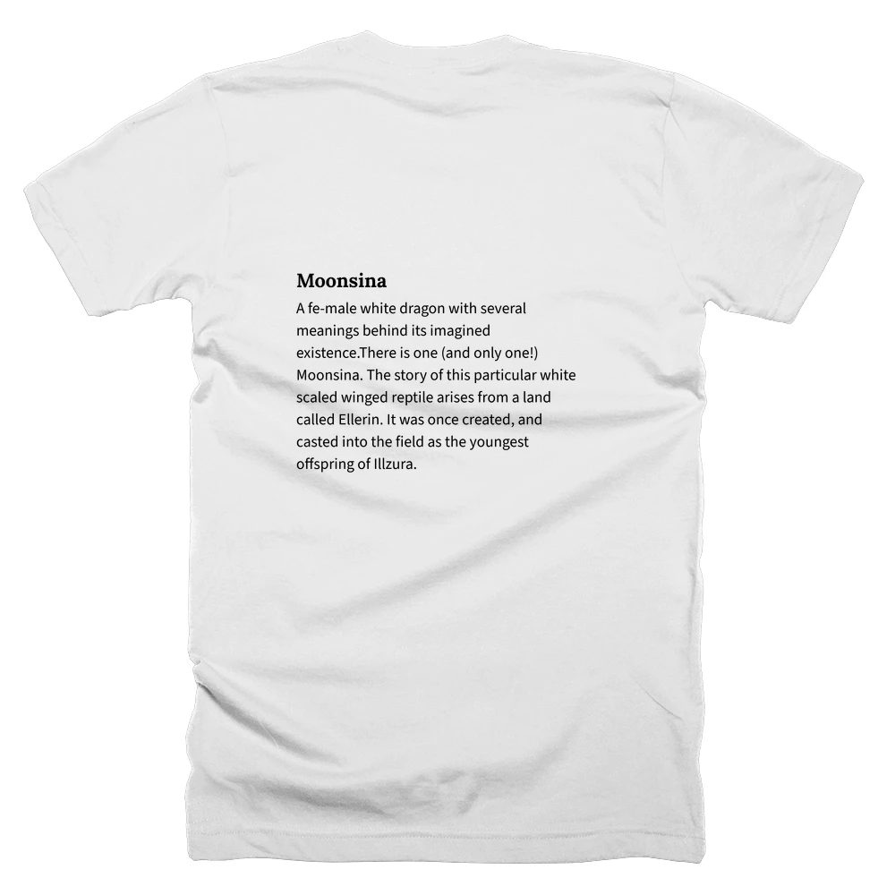 T-shirt with a definition of 'Moonsina' printed on the back