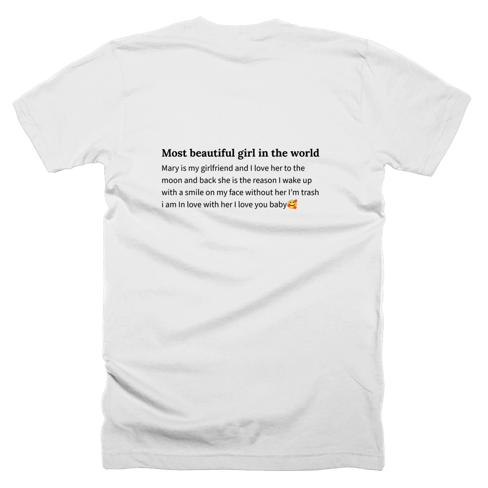 T-shirt with a definition of 'Most beautiful girl in the world' printed on the back