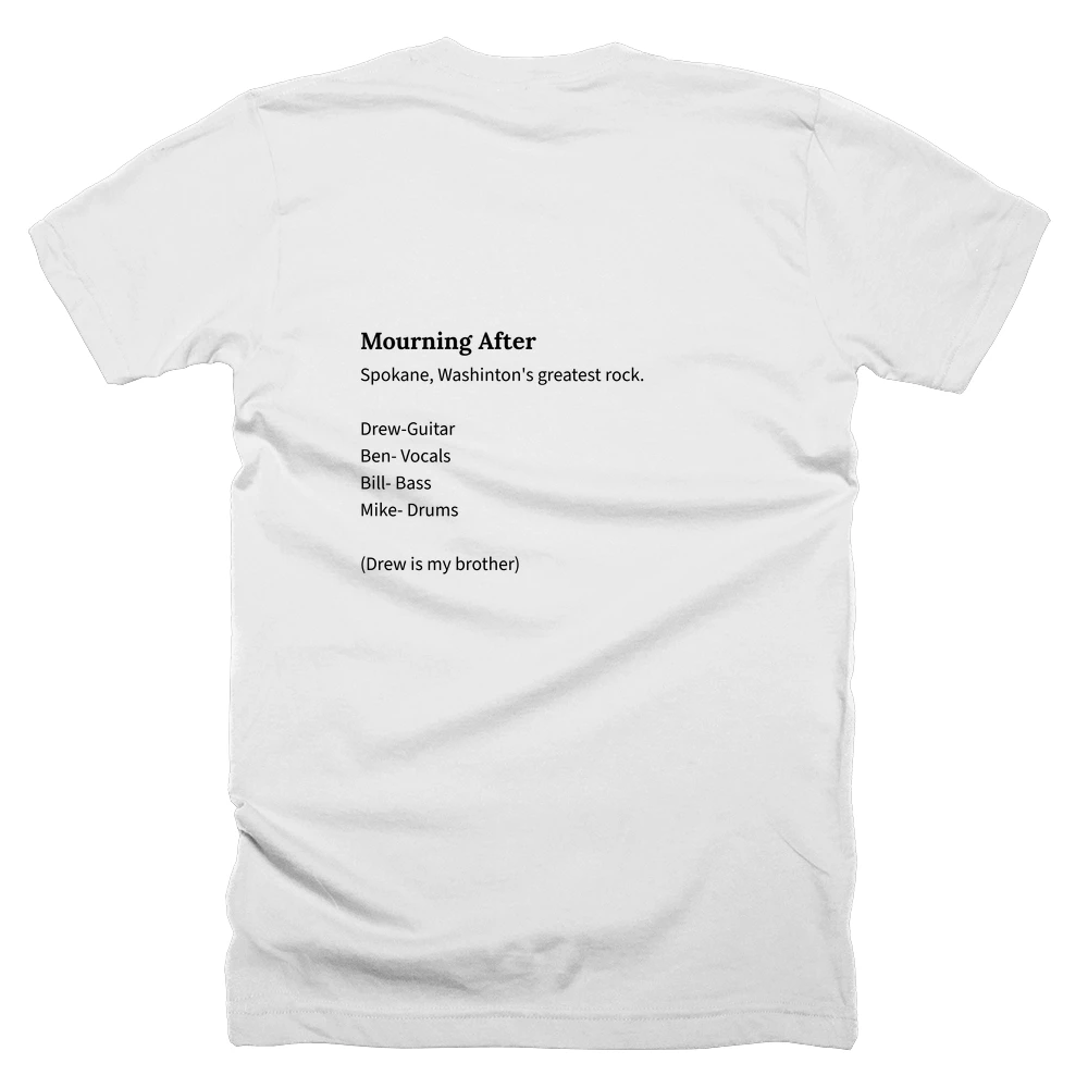 T-shirt with a definition of 'Mourning After' printed on the back