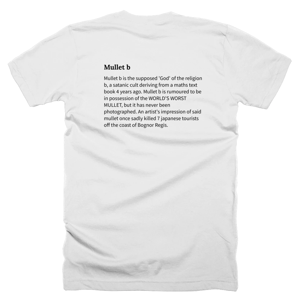 T-shirt with a definition of 'Mullet b' printed on the back