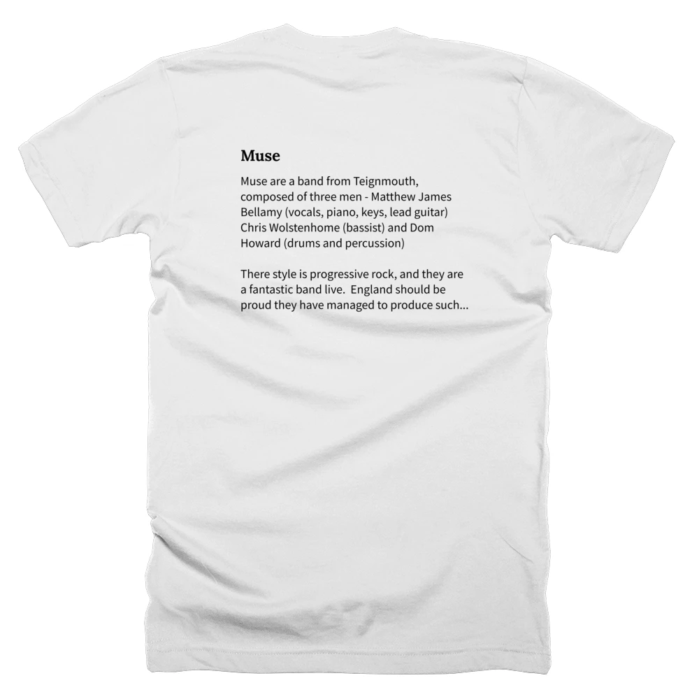 T-shirt with a definition of 'Muse' printed on the back