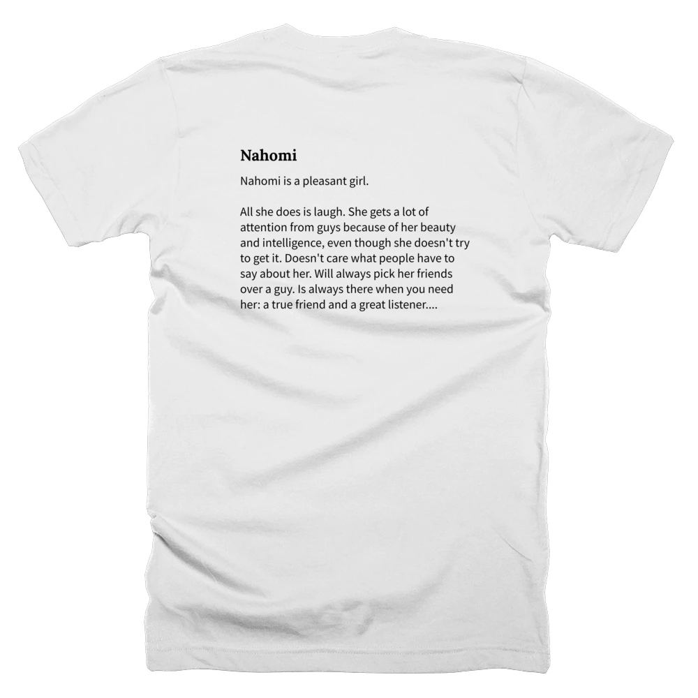 T-shirt with a definition of 'Nahomi' printed on the back