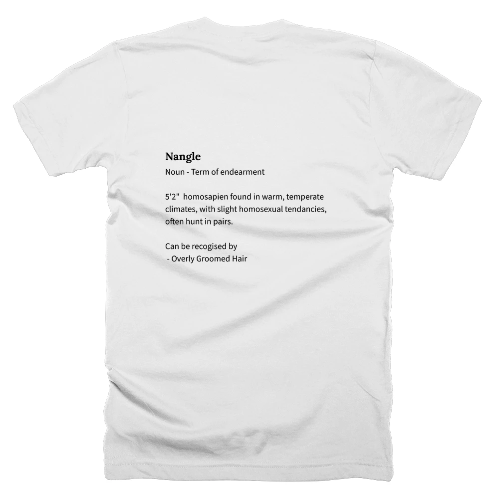 T-shirt with a definition of 'Nangle' printed on the back