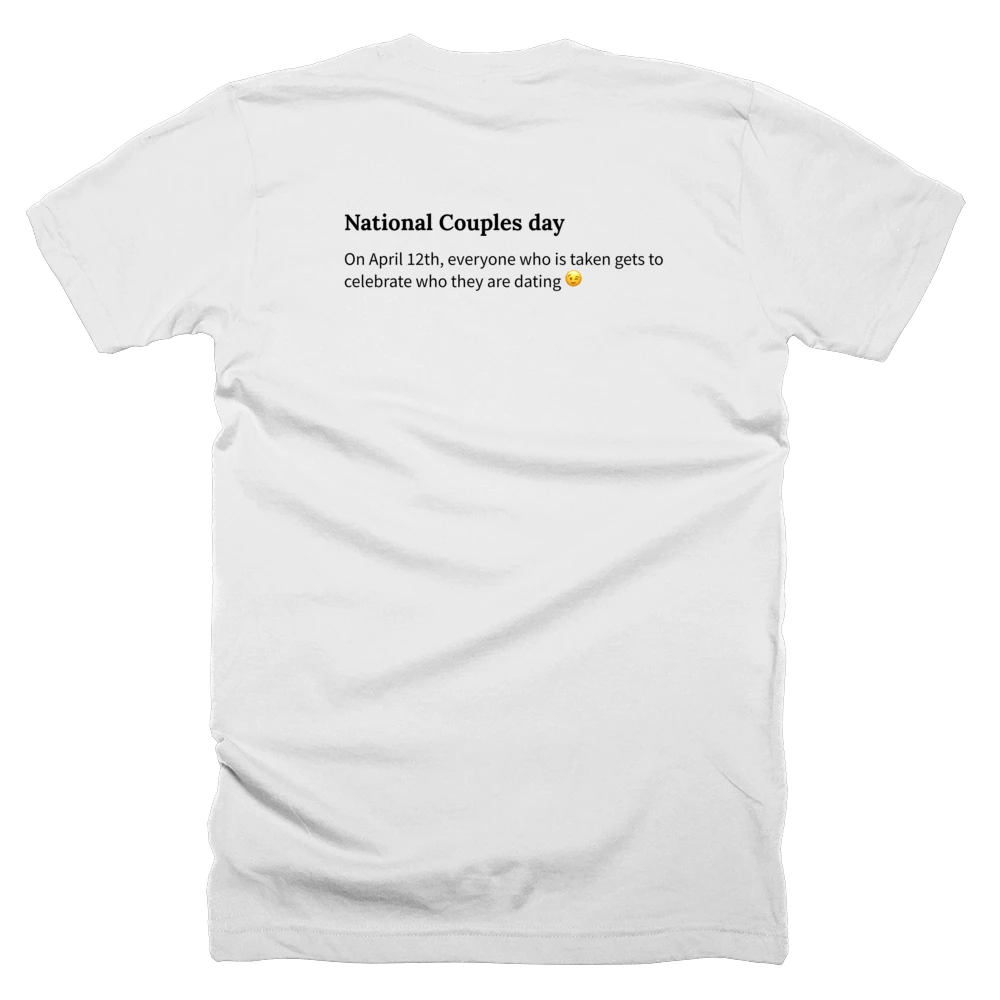 T-shirt with a definition of 'National Couples day' printed on the back
